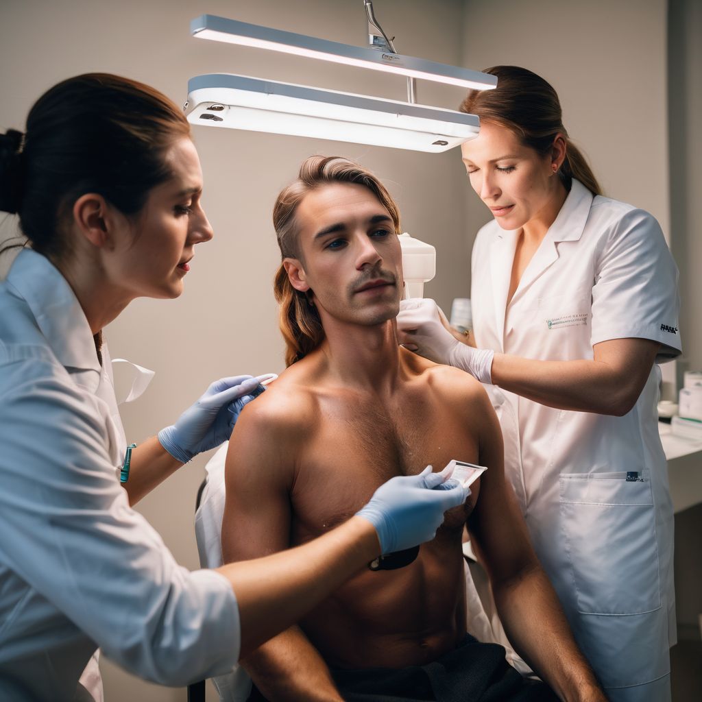 A person receiving rapid HIV testing at a modern clinic. A person receiving rapid HIV testing at a modern clinic.